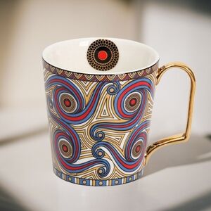 Brown Gold Modern Geometric Ceramic Mug Tea Cup Coffee Teacup